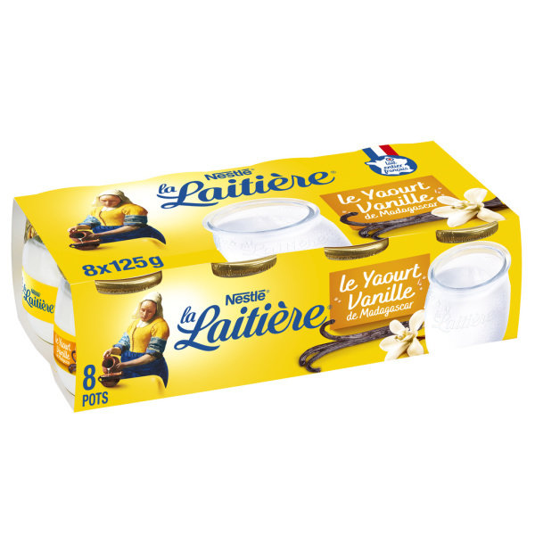Yaourt au lait entier vanille arôme naturel La laitière 8x125g sur