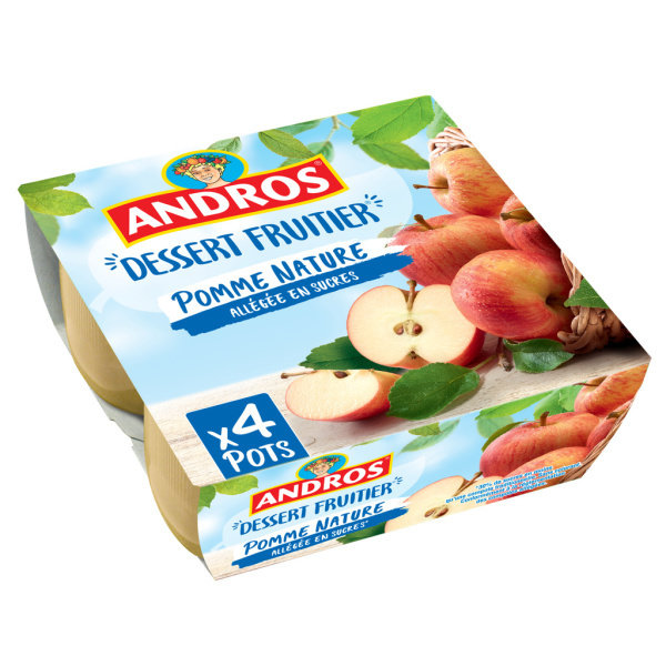 Compote pomme allégée en sucres Andros 4x100g sur