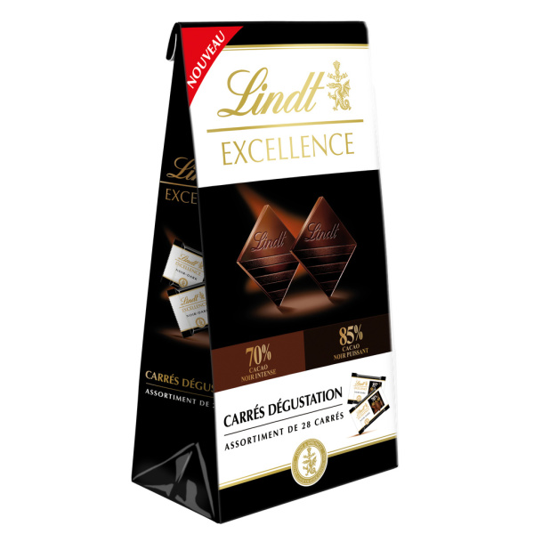 Chocolat mini carres degustation 85% excellence Lindt 154g sur