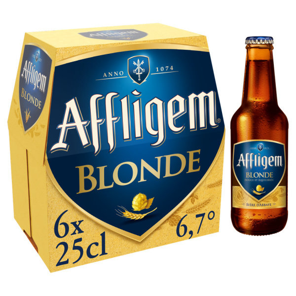 Bière blonde d'abbaye 6°7 Affligem 6x25cl sur