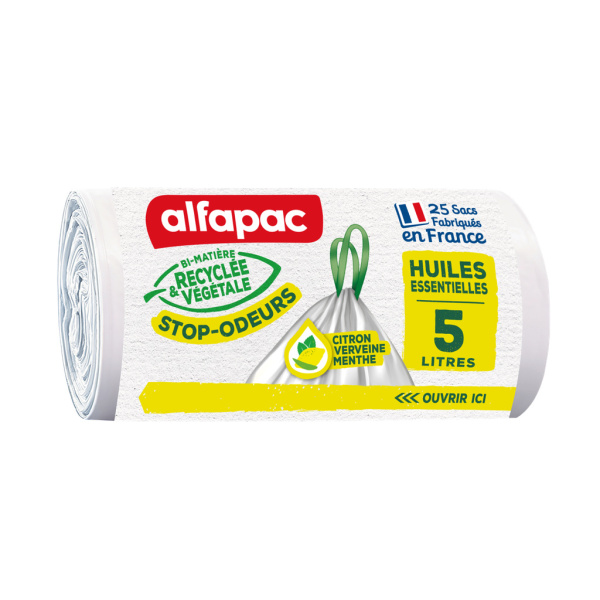 Alfapac Sac poubelle salle de bain 10L, 1 rouleau de 20 sacs poubelles