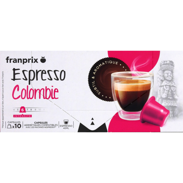 Café capsules compatibles Dolce Gusto lungo intensité 5 franprix x16 sur