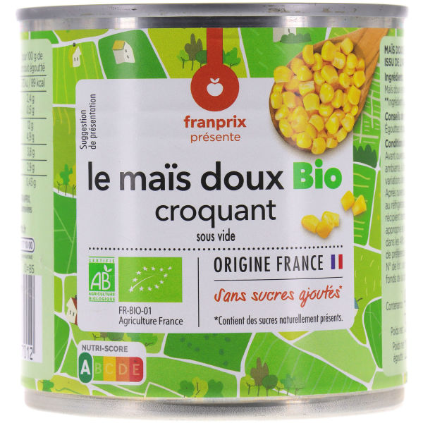 Maïs doux de France sous-vide bio