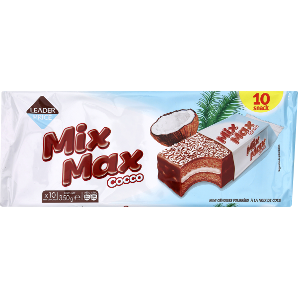 Gateaux Chocolat Et Noix De Coco Leader Price 10x35g Sur Franprix Fr