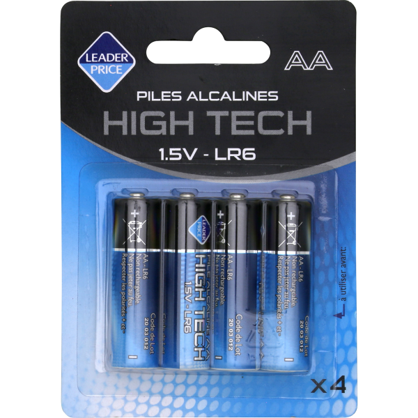 Piles AA - LR6 Alcalines Hautes Performances x4