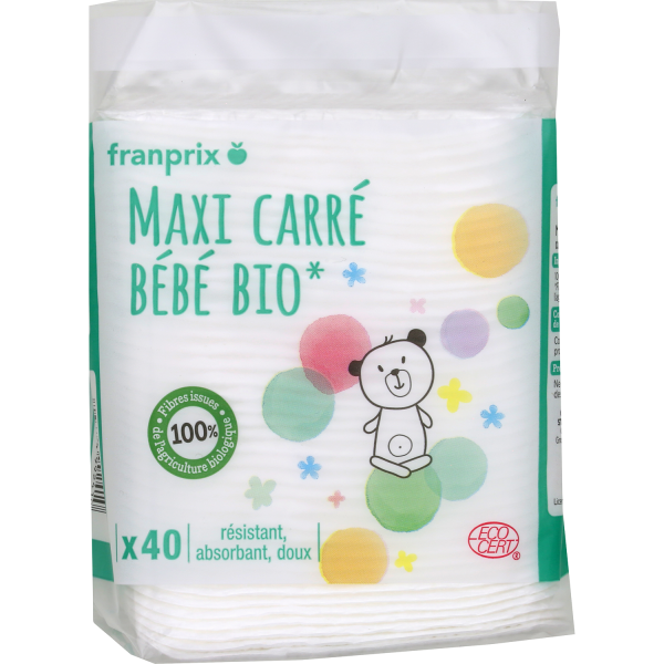 Maxi Carre Bebe Coton Bio Franprix Bio X40 Sur Franprix Fr