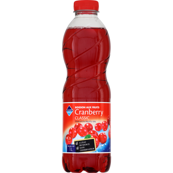 Jus de cranberry Leader Price 1l sur