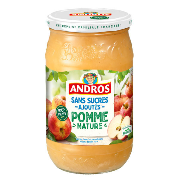 Compote pomme sans sucre ajouté Andros 730g sur