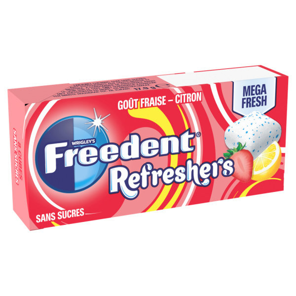 Chewing-gum sans sucres fraise citron Freedent 18g sur