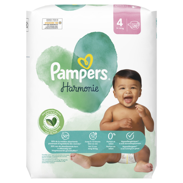 PAMPERS Harmonie couches taille 4 (9-14kg) 40 couches pas cher 