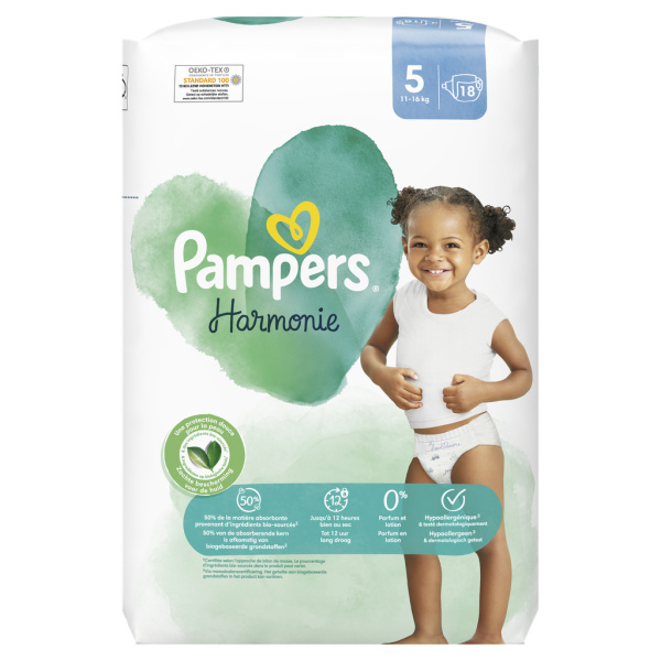 PAMPERS COUCHES HARMONIE Taille 5 (11 à 16kg) - 64 Changes